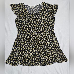 Navy Blue Yellow Sunflower Plus Size Passport Dress